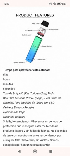 Vaporesso Xros 2 Kit - Vape Recargable (Usado)