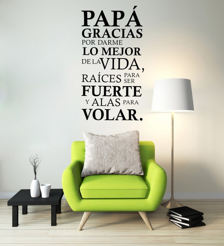 Vinil Decorativo Para Pared Frases Letras Papá Gracias Por..