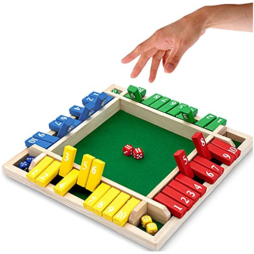 Nicecho Shut The Box Dice Game,2-4 Jugador Family Wooden Boa