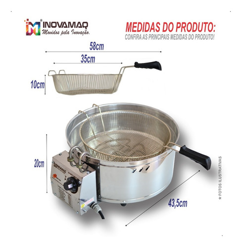 Imagem 6 de 9 de Fritador Pasteleiro 10 Litros Tacho Alumínio Pastel - Ft-10l