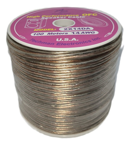 Cable Corneta Polarizado, 14awg, 100 Mts Transparente 2x14d