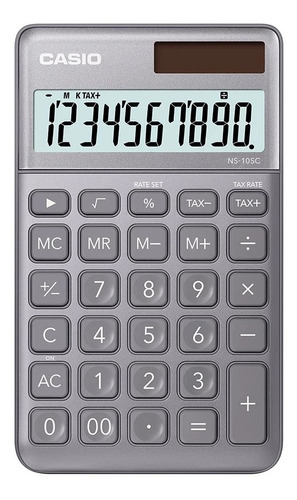 Calculadora Casio Ns10sc 10 Digitos A Pila/ Solar Display Color Gris