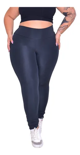 Calca Legging Plus Size G1 G2 G3 G4 Em Suplex Poliester - Preto