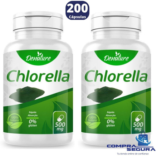 Clorella Alga Chlorella 100% Natural 200 Cápsulas