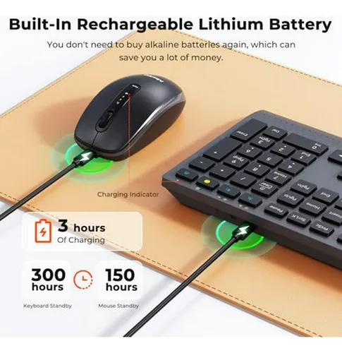 Combo Teclado Y Mouse Bluetooth Recargable Slim Para Pc Y Ta