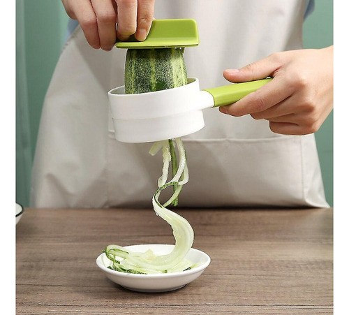 Trituradora Espiral De Verduras Manual Circular Rallador Color Verde Con Blanco