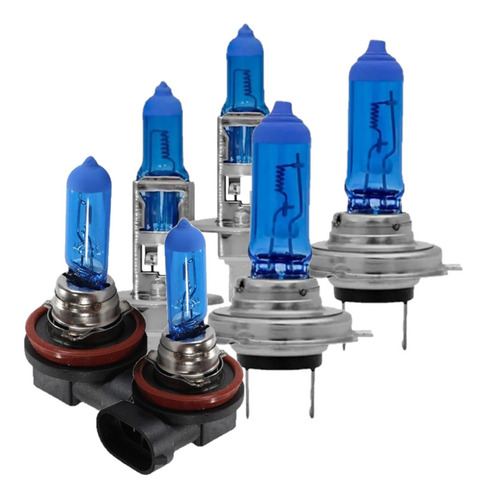 Imagem 1 de 8 de Kit 6 Lampadas Farol Alto Baixo Milha 8500k 12v Efeito Xenon