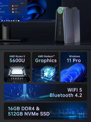 Mini Pc Amd Ryzen 5 5600u 16 Gb Ddr4 Ram 512 Gb Windows 11