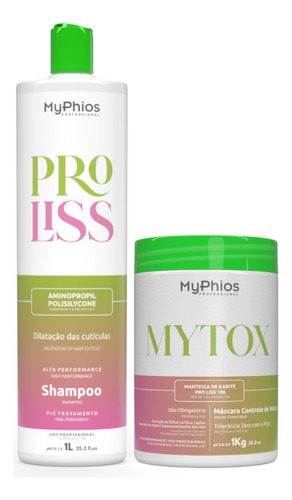 Kit Mytox Btox 1kg + Shampoo Anitresiduo Limpeza 1l Myphios 