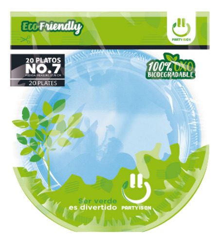 20pzs Plato Plastico Desechable Party Is On N°7 Color Elegir