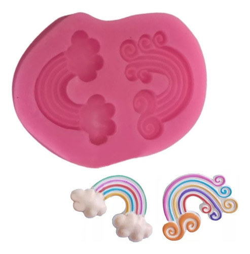 Molde De Silicona Arcoiris X2 Repostería Fondant Porcelana Color Rosa