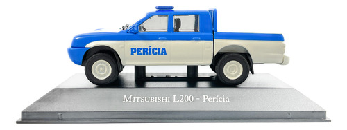 Miniatura Mitsubishi L200 Perícia Veículos De Serviço Ed 64 Azul E Branco
