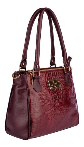 Bolsa De Couro Com Divisórias Tiffy Cor Marsala