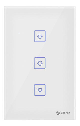 Apagador Triple Wi-fi Inteligente Alexa Touch Steren Color Blanco Corriente nominal 5 A Voltaje nominal 120V