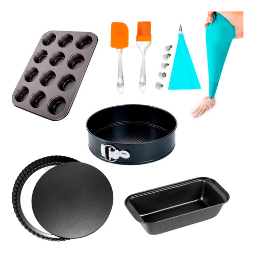 Kit Set Reposteria Moldes Antiadherente Levys Bazar Teflon Antiadherente Horno Manga Picos