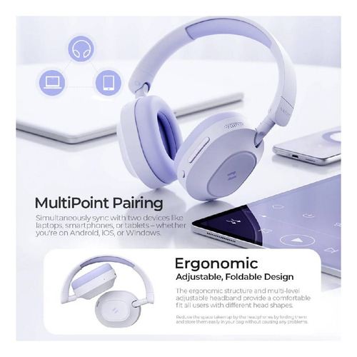 Auriculares Inalámbricos Havit H668bt Anc Bluetooth Gamer Violeta