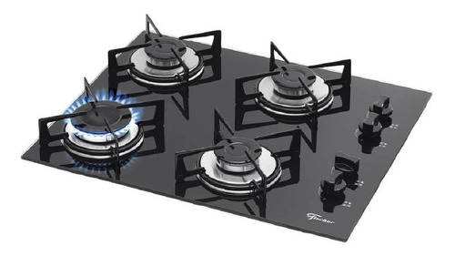 Fogão Cooktop Fischer 4q Gás Mesa Vidro Preto