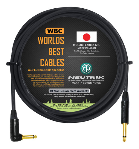 Cable Instrumento Guitarra 10 Pies,hecho Medida Worlds Best