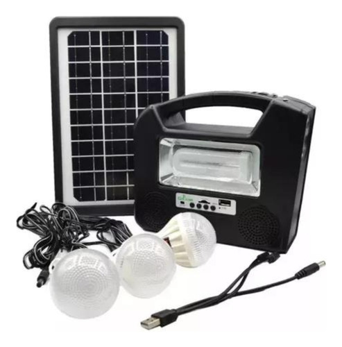 Kit Panel Solar Radio Bluetooth Sd Usb 3 Bombillos Cl-26