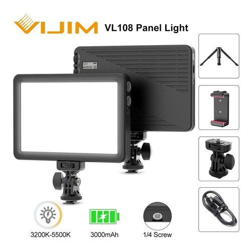 Imagen 6 de 10 de Panel Led Luz Continua Vijim Vl108 Calida/fria Batería Ínter