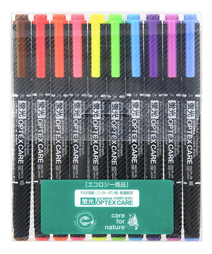 Resaltador Zebra Wkcr1-10c, Optex Care, 10 Colores