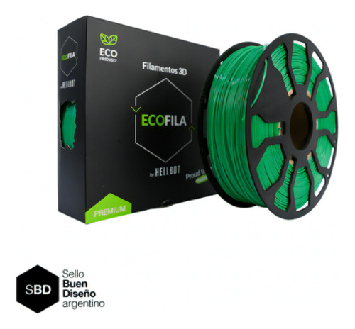 Filamento 3D Ecofila Hellbot de 1.75mm y 1kg verde