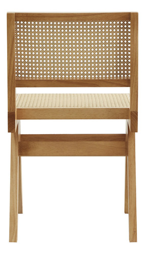 Silla De Comedor Square De Makom, Estructura De Madera De Roble Laqueada Natural. Respaldo Y Asiento Realizados En Rattan Esterillado Sintético. Asiento Reforzado Con Malla Tapicera De Polipropileno.