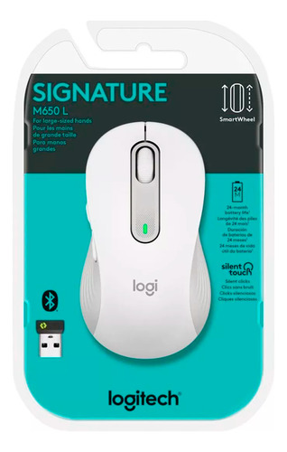 Mouse Logitech Signature M650- Silencioso Grande Blanco
