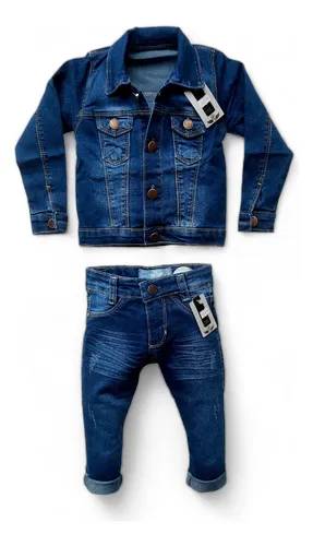 Kit Jaqueta Casaco Jeans Cal a Beb Jeans Infantil Menino