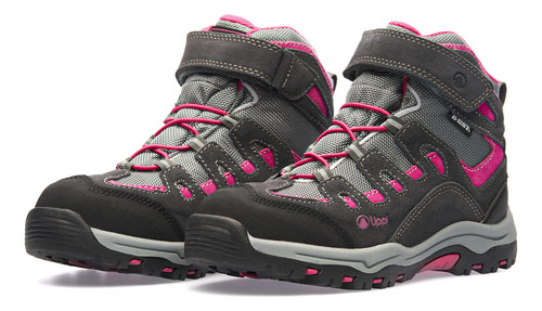 Botín Niña Puelo Cs Hi Velcro Gris / Fucsia Lippi I25