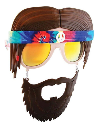 Sunstaches Hippie Retro Bandana Barba Gafas De Sol Reflectan