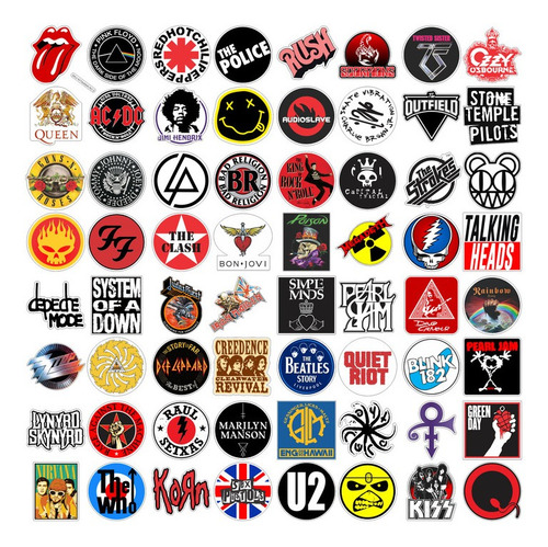 Imagem 2 de 2 de 64x Adesivos Bandas Metal Rock