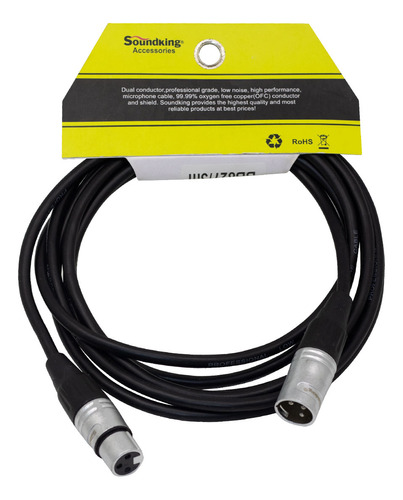 Cable Para Micrófono Jack Xlr A Plug Xlr 3mt Soundking