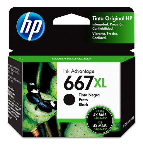 Cartucho De Tinta Hp 667xl Negro Original 