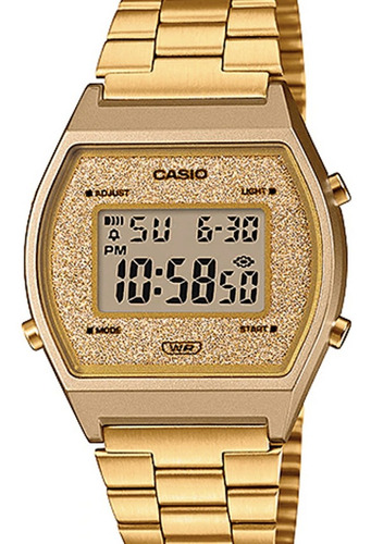 Relógio Casio Feminino Vintage Dourado Gliter B640wgg-9df