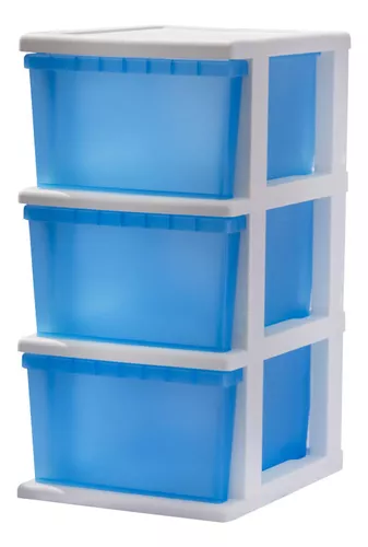 Cajonera multiuso plástico 70x39x50 cm 3 cajones azul