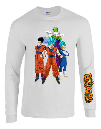 Camiseta Manga Larga Dragon Ball Blue Serie White Md11