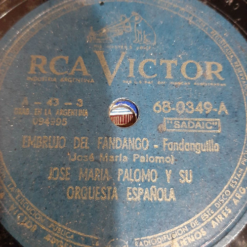 Pasta Jose Maria Palomo Y Orq Española Rca Victor C180