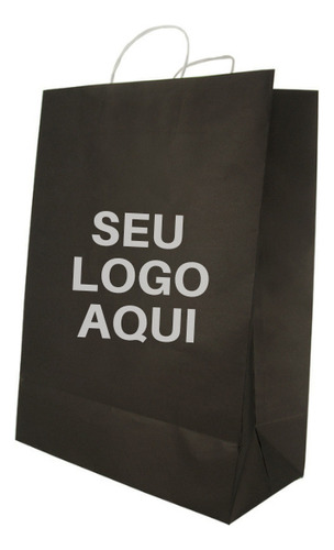 Sacola Preta Grande 41,5x31x15 Personalizada - 100 Unidades