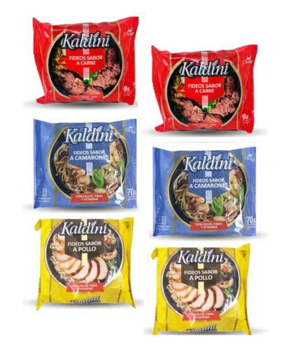 Fideos Instantáneos 3 Sabores Kaldini 70gr Pack 6und 