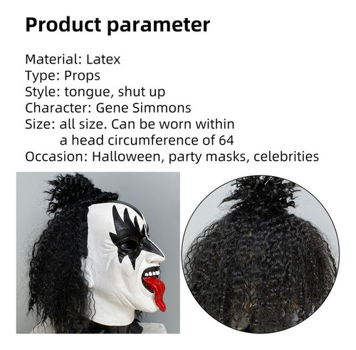 Disfraz De The Demon Accesorio Máscaras Cosplay Kiss Gene