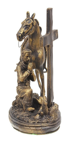 Imagem 2 de 4 de Escultura Prayer Cowboy Em Resina Pintura Envelhecida Home W