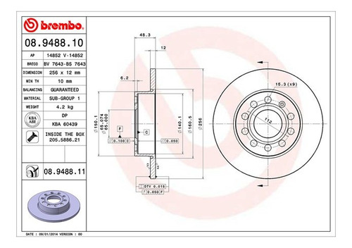 Disco Delantero Audi A3 Atraction Plus 2004-2010 Brembo