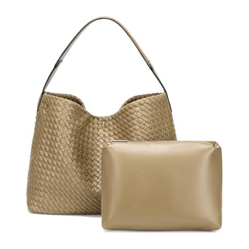 Feoffs Bolso De Tote De Cuero Tejido Para Mujer Bolso De Hom