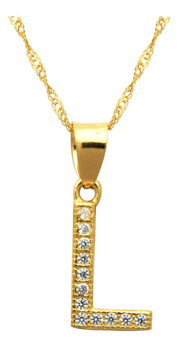 Collar Gargantilla Letra L, Oro 10k 45cm Horoz M1733