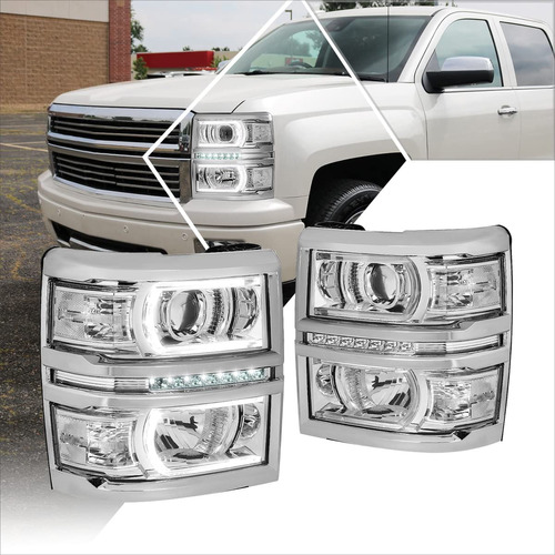 Faro Delantero Led Drl Tira U Para Chevy Silverado 14-15