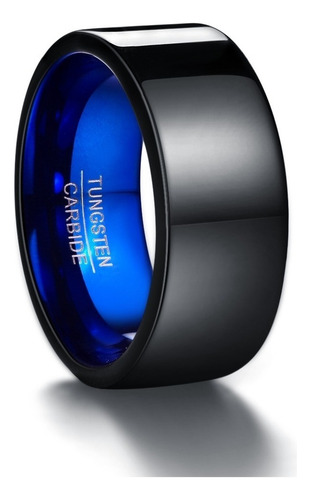 10 Mm De Ancho Chapado Anillo De Tungsteno Azul Negro