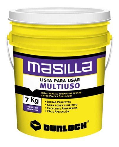 Masilla Placas De Yeso Durlock 7 Kg Lista Para Usar 