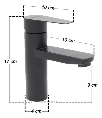 Monomando Lavabo u Ovalin Baño Acero Inoxidable 304 Acabado Negro Mate Bmc