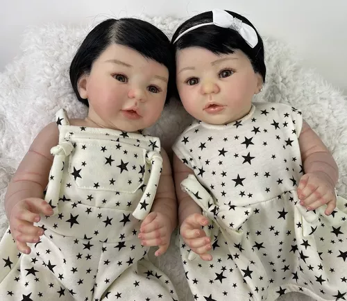 Bebe Reborn Boneca Gemeos Realista Toma Banho Casal